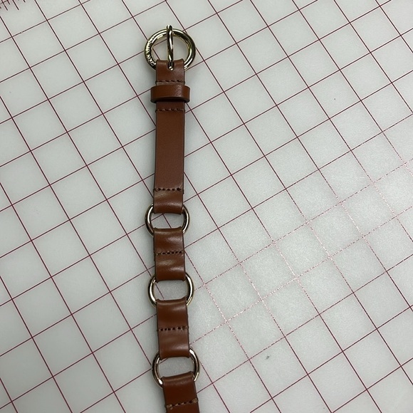 MICHAEL KORS Caramel Leather Gold Round Buckle and Gold Ring Station Belt SZ L main image 13